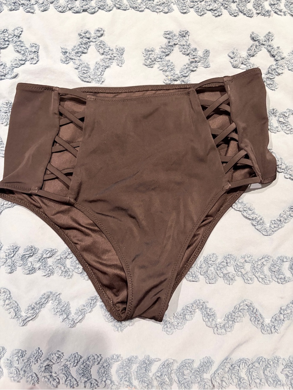 High-Waist Crisscross Side Bikini Bottoms - Black